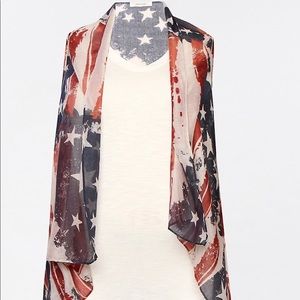 Beautiful flag printed open vest/kimono.